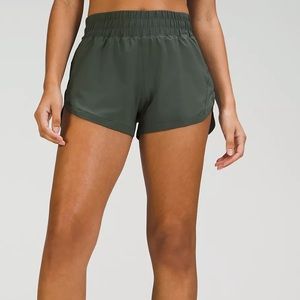 Lululemon track that 3” high rise shorts size 4 smoked spruce